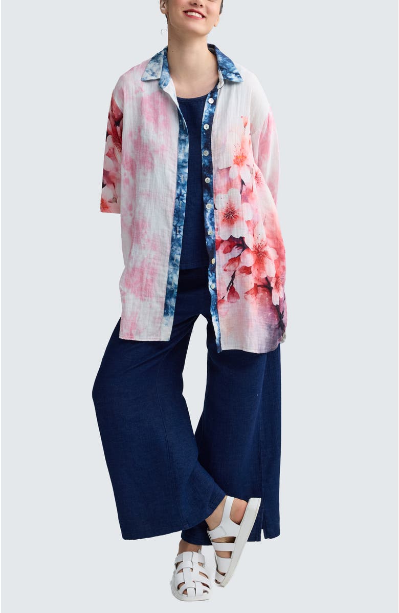 LUUKAA Rosalie Long Printed Muslin Shirt, Alternate, color, Sakura
