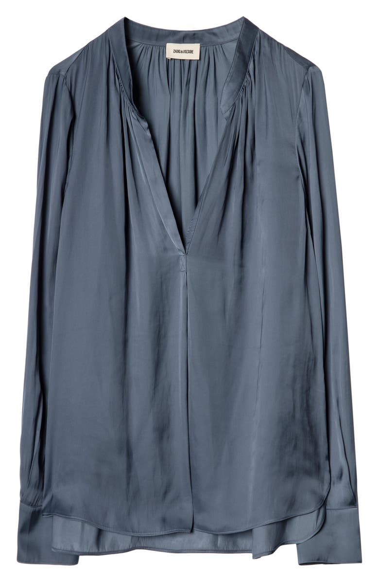 Zadig & Voltaire Tink Split Neck Satin Blouse, Alternate, color, 