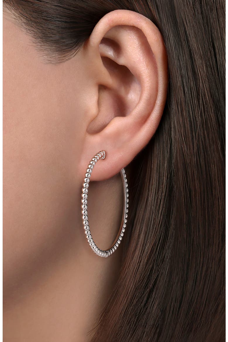 Bujukan Sterling Silver Hoop Earrings, 40mm, Main, color, STERLING SILVER