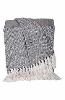 PARKLAND COLLECTION Isla Herringbone Fringe Trim Throw Blanket