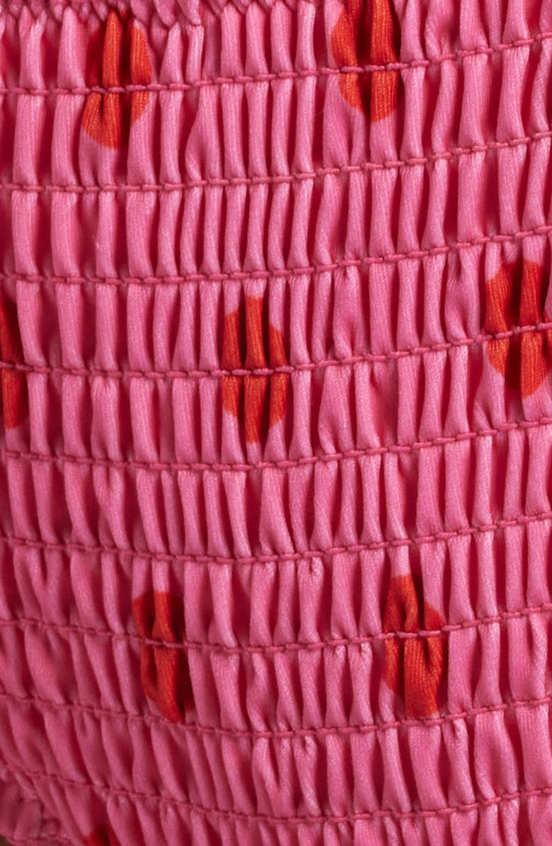 Damson Madder Polka Dot Smocked Bow Bikini Bottoms, Alternate, color, Pink