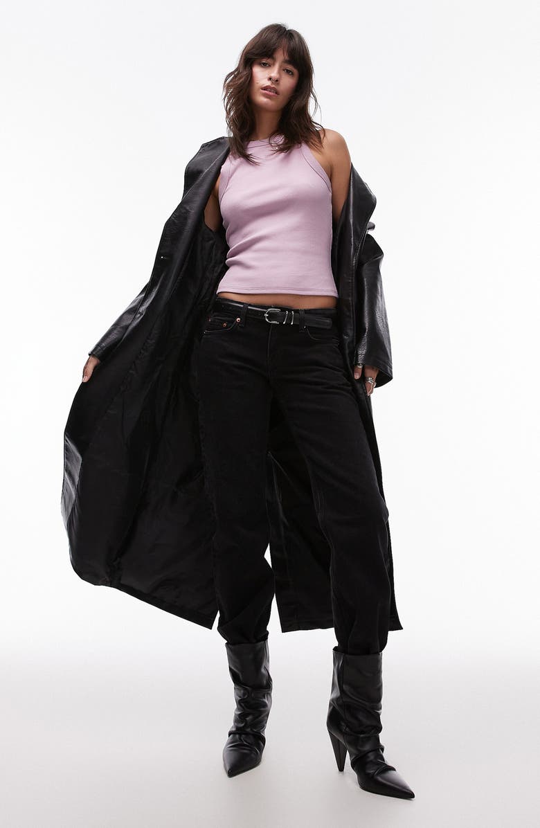 Topshop Cutaway Crop Stretch Cotton Rib Tank, Alternate, color,