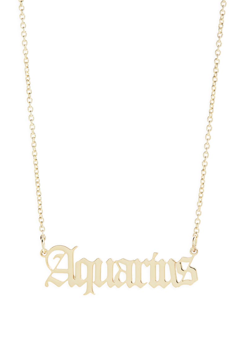 Zodiac Pendant Necklace, Main, color, GOLD - AQUARIUS