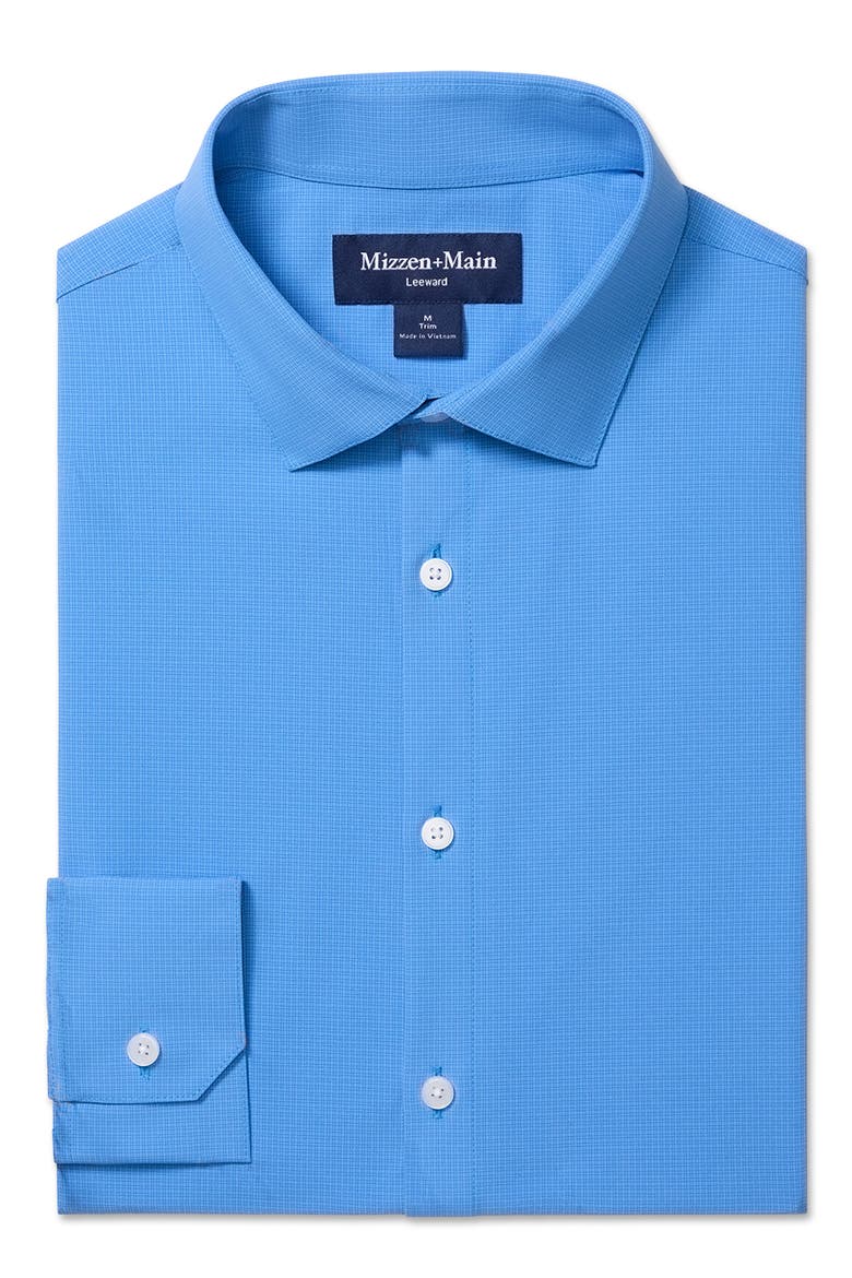Leeward Trim Fit Button-Up Shirt, Alternate, color, SKYLINE BLUE LEVI PLAID