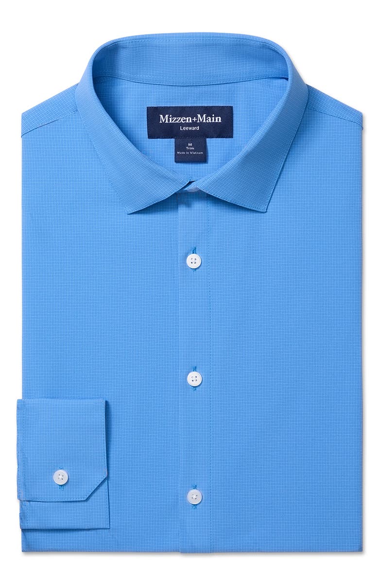 Mizzen+Main Leeward Trim Fit Button-Up Shirt, Alternate, color, Skyline Blue Levi Plaid