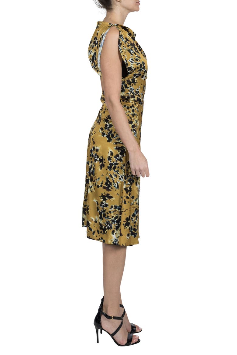Floral Print Midi Dress, Alternate, color, GOLD MULTI