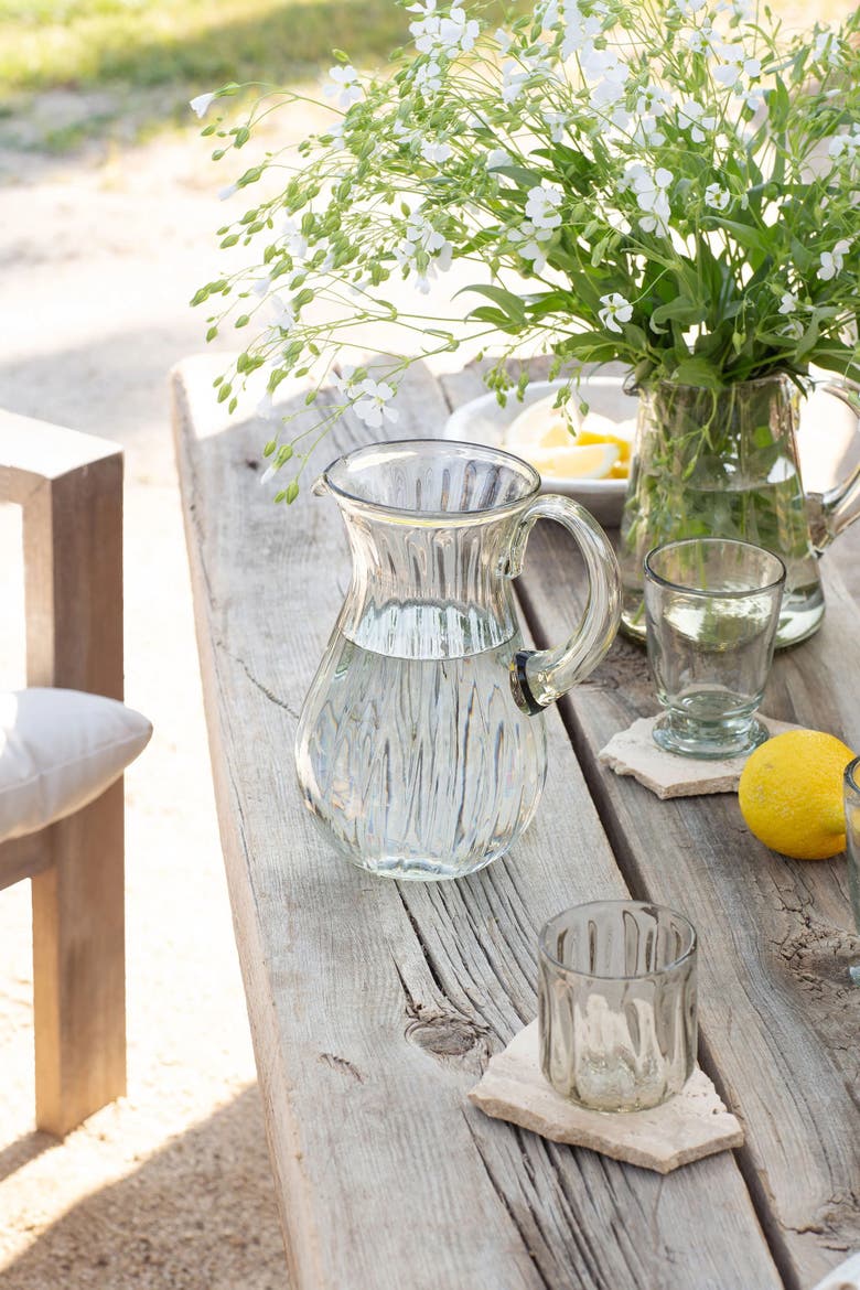 Handblown Fluted Pitcher, Alternate, color, Clear
