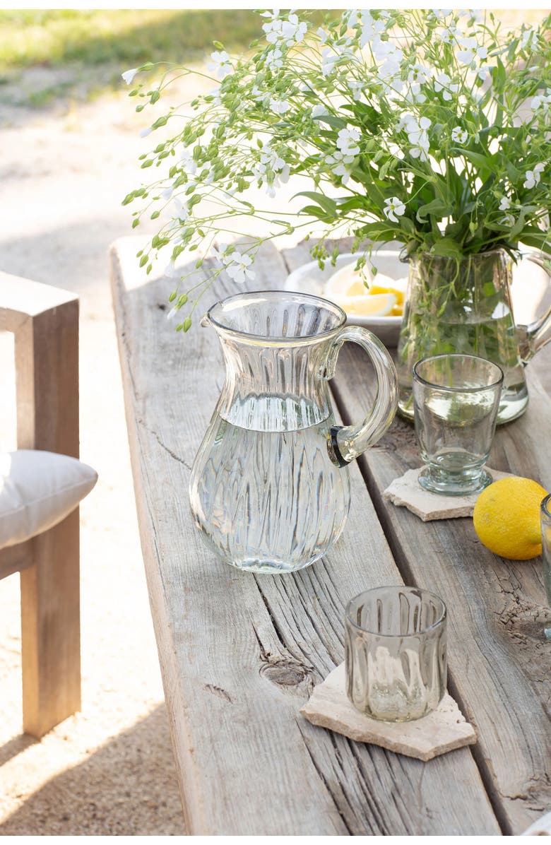 Villa Lua Home Handblown Fluted Pitcher, Alternate, color, Black