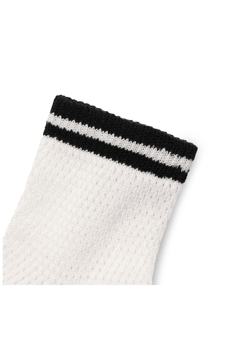 Double Stripe Open Stitch Quarter Socks, Alternate, color, WHITE
