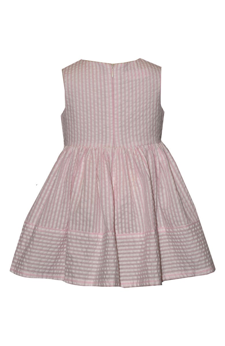 GERSON & GERSON Sleeveless Seersucker Dress & Bunny Cardigan Set, Alternate, color, Pink