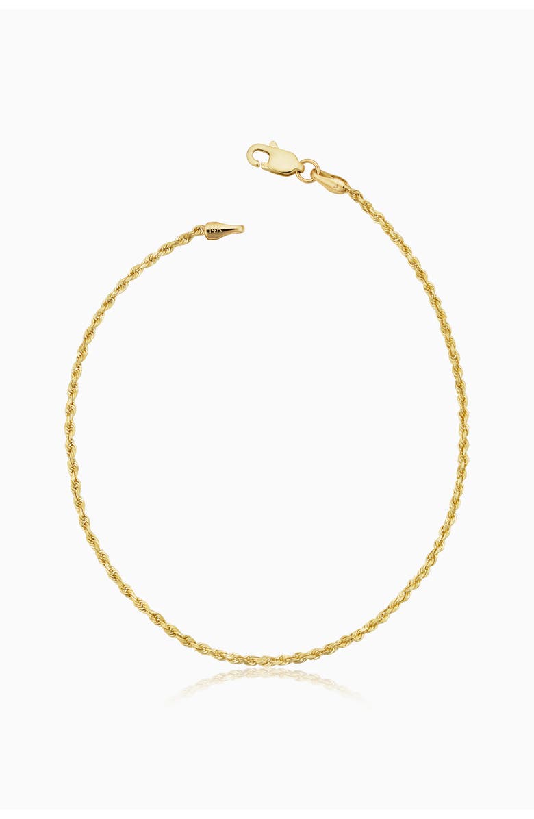 Oradina 14K Gold Roman Rope Anklet, Main, color, Yellow Gold