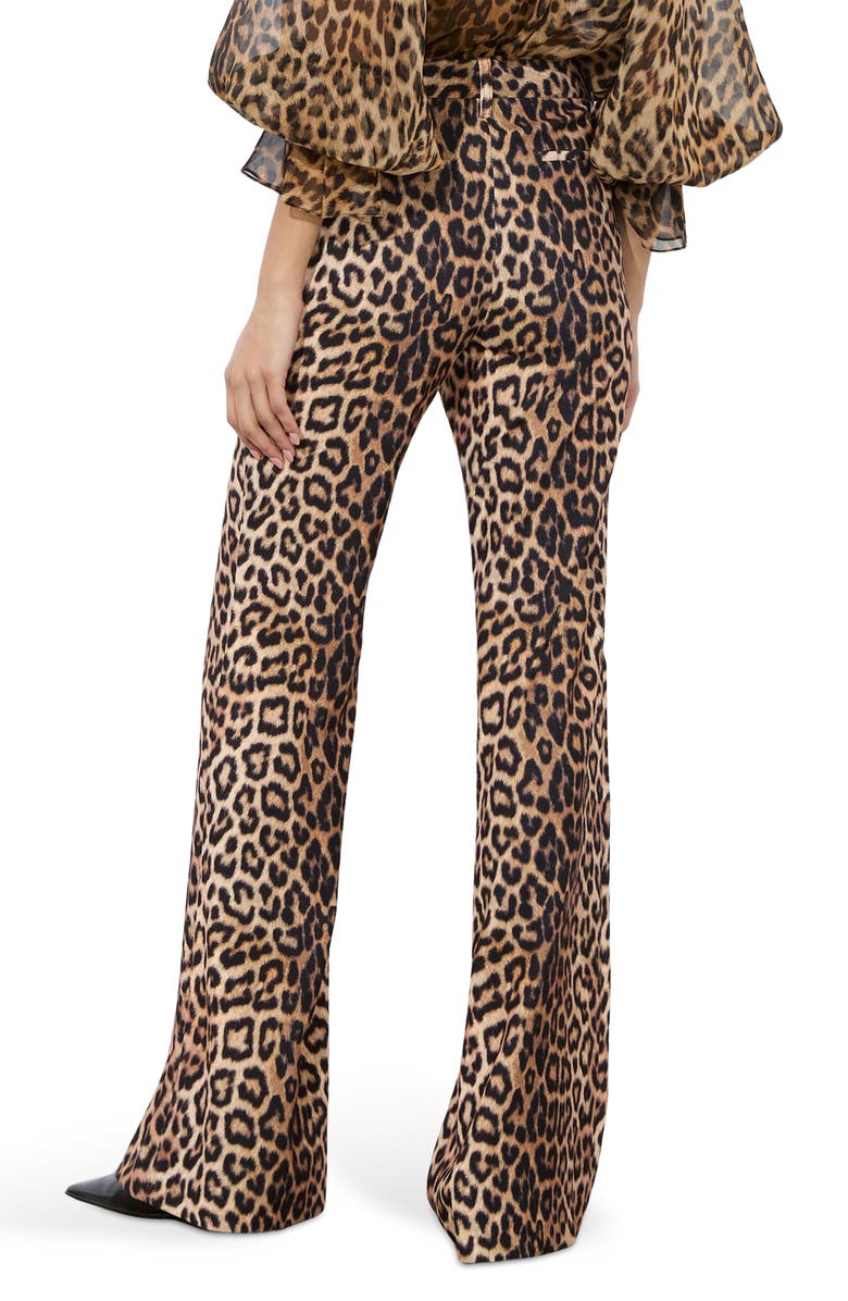 Alice + Olivia Remi Leopard Satin Crepe Bootcut Pants, Alternate, color, 