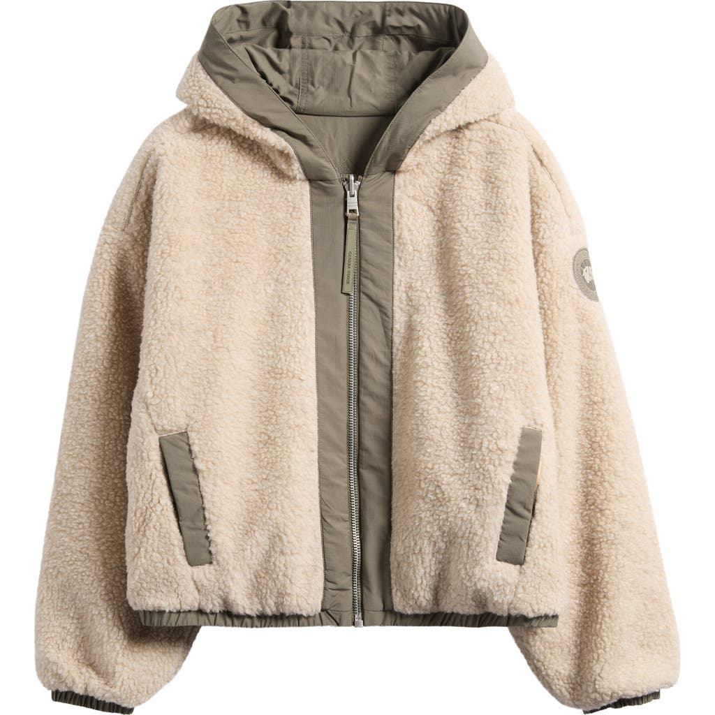 Canada Goose Alberini Reversible High Pile Fleece Bomber Jacket In Brown