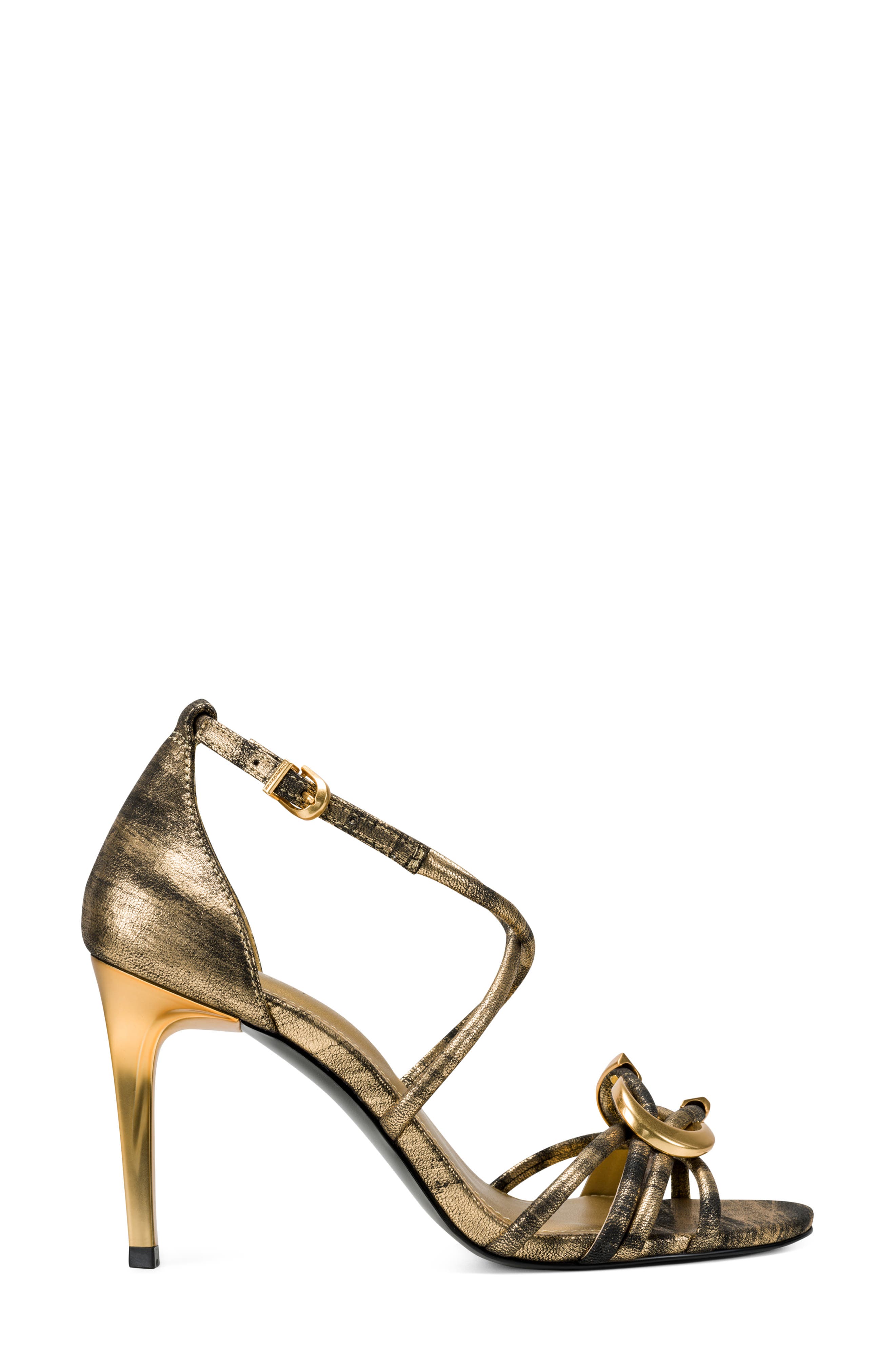Sarah Ankle Strap Sandal, Alternate, color, BLK/ GOLD