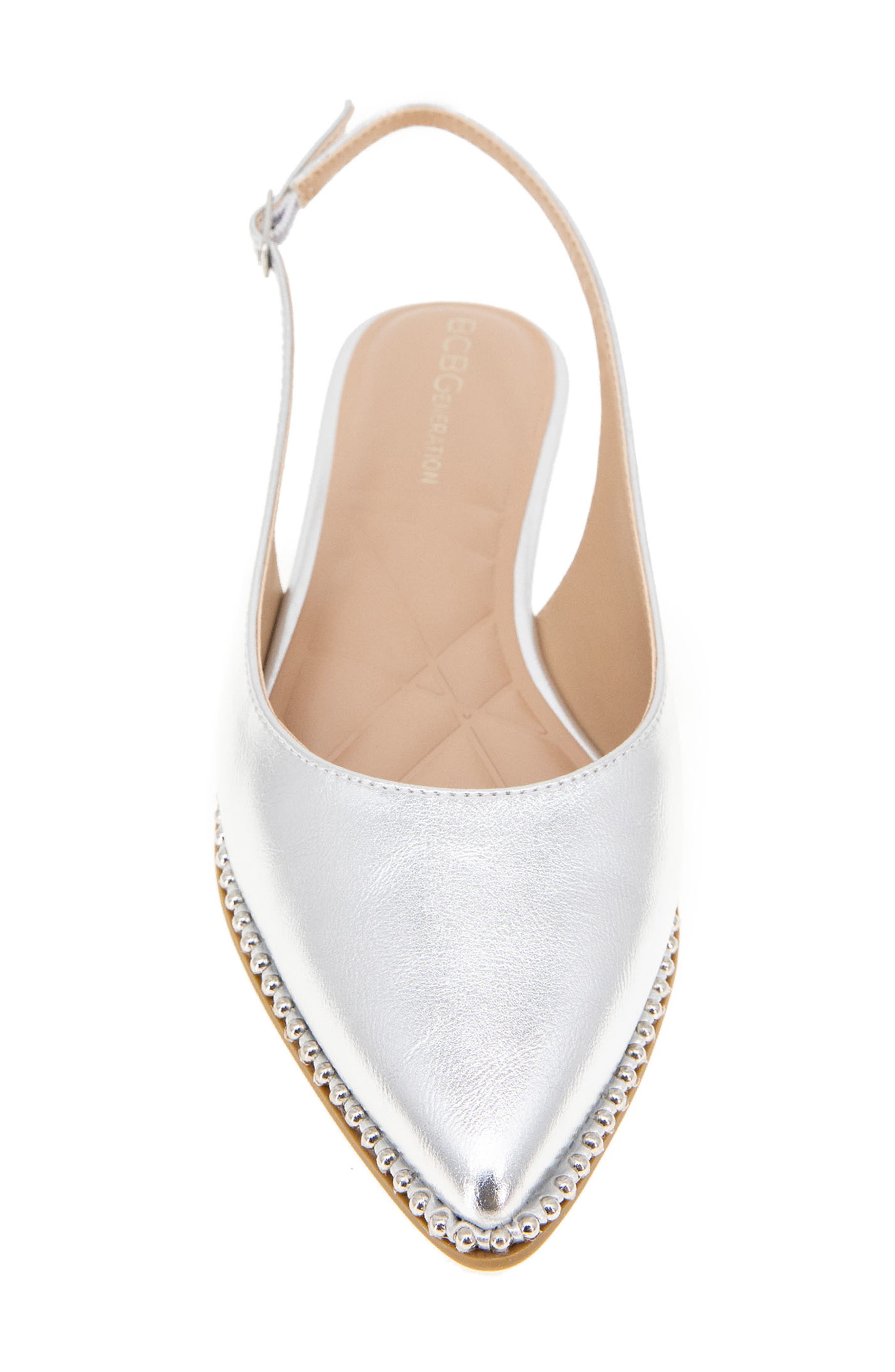 BCBGeneration Valerie Slingback Pointed Toe Flat, Alternate, color, Silver
