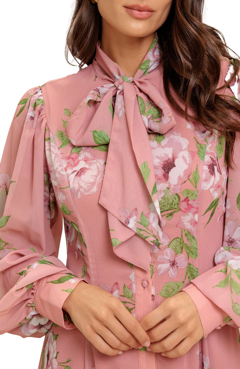 FLYING TOMATO Pussy Bow Midi Dress, Alternate, color,