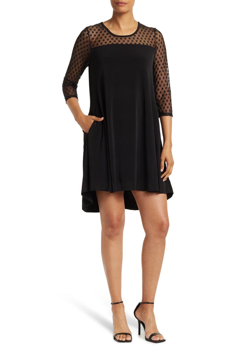 Mesh Hi-Lo Dress, Main, color, BLACK