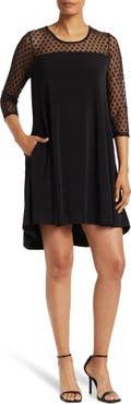 Nina Leonard Mesh Hi-Lo Dress