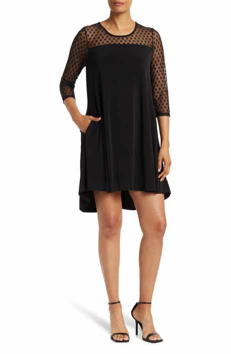 Nina Leonard Mesh Hi-Lo Dress