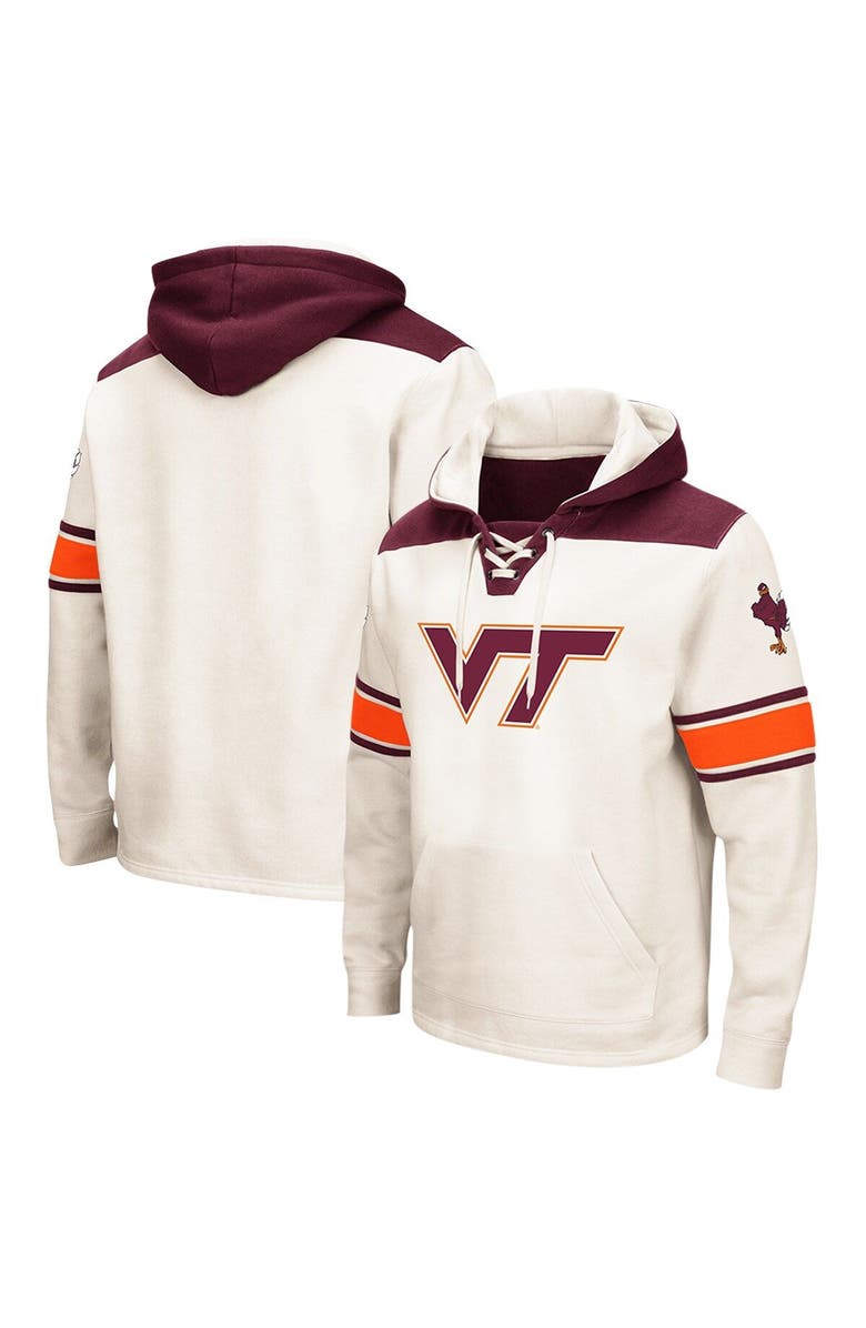 COLOSSEUM Men's Colosseum Cream Virginia Tech Hokies 2.0 Lace-Up Pullover Hoodie, Main, color,
