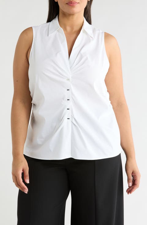 Collared Ruched Shirt (Plus)