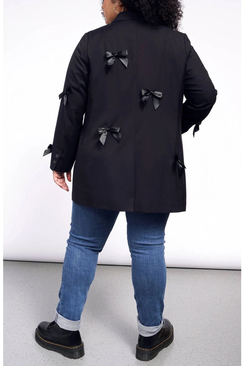 The Empower Bows Double Breasted Blazer, Alternate, color, BLACK