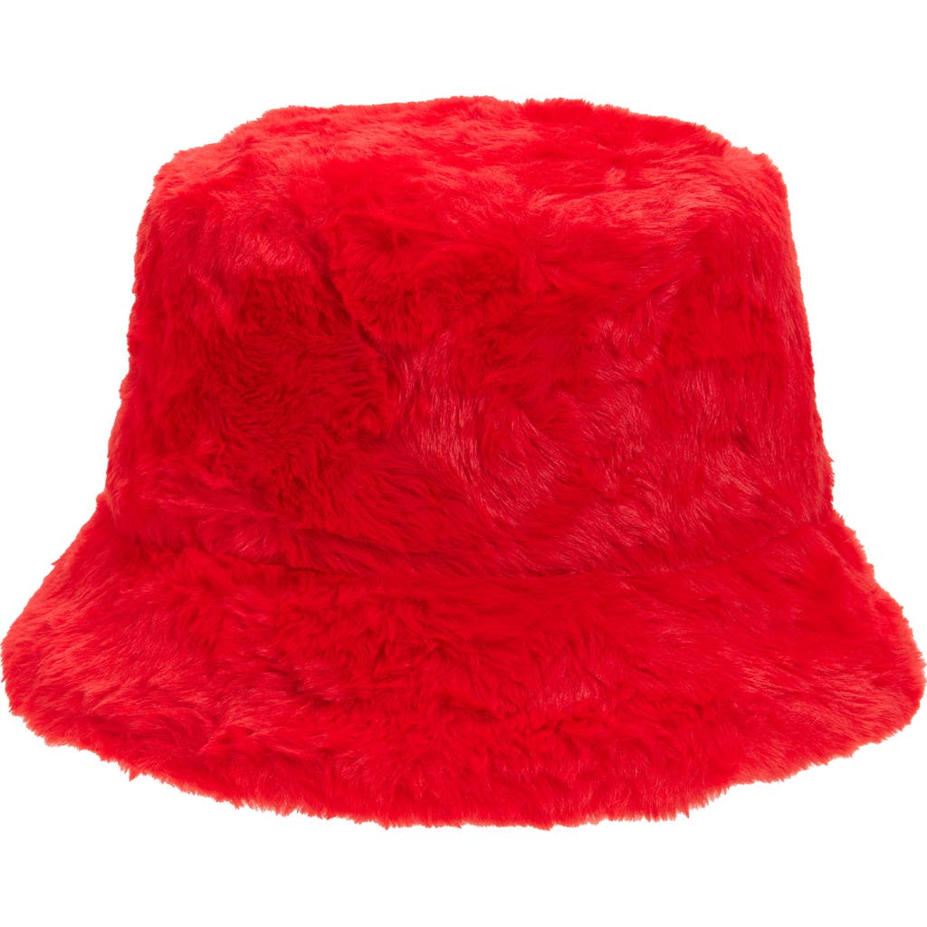 Tasha Faux Fur Bucket Hat In Pink