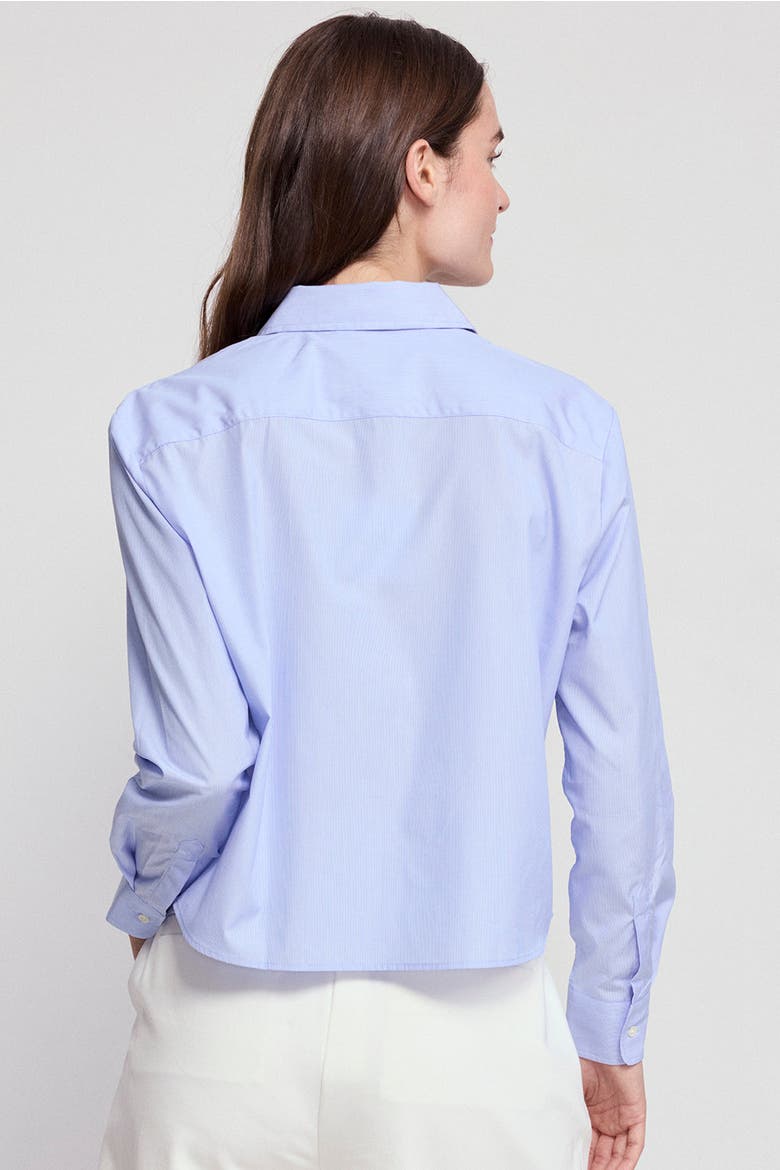 The Long Sleeve Boxy Crop, Alternate, color, Thin Blue/White Stripe