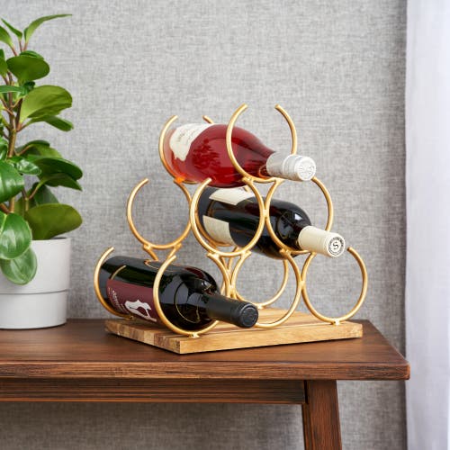Twine Pyramid 6-bottle Wine Rack In Gold