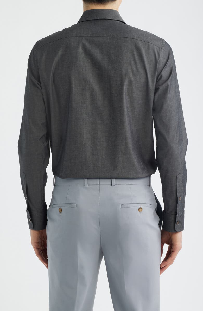 Zanella Bassano Tailored Fit Solid Stretch Cotton Twill Dress Shirt, Alternate, color, Charcoal