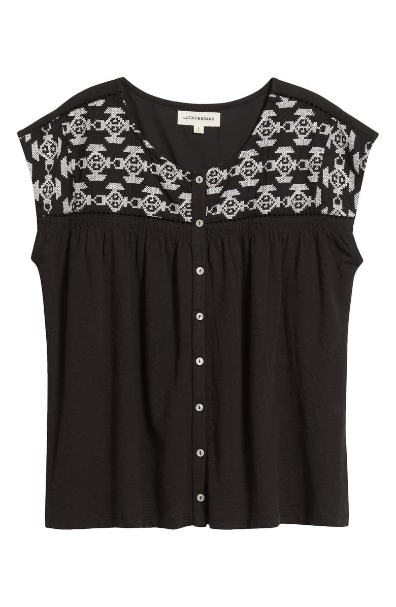 Lucky Brand Embroidered Sleeveless Top, Alternate, color, Meteorite