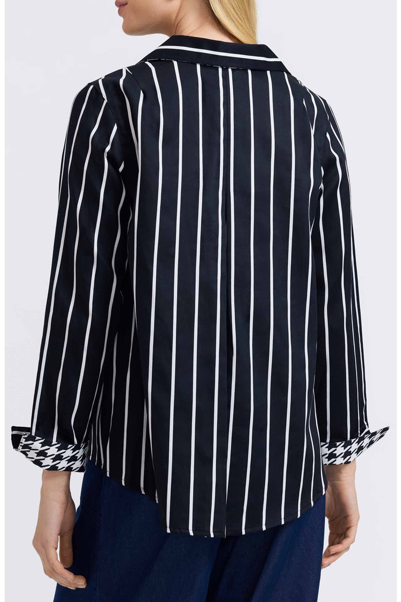 Agnes Stripe Cotton Popover Top, Alternate, color, BLACK/ WHITE
