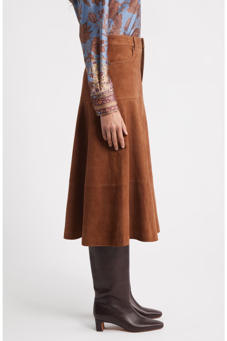 Matty Suede A-Line Skirt, Alternate, color, COGNAC