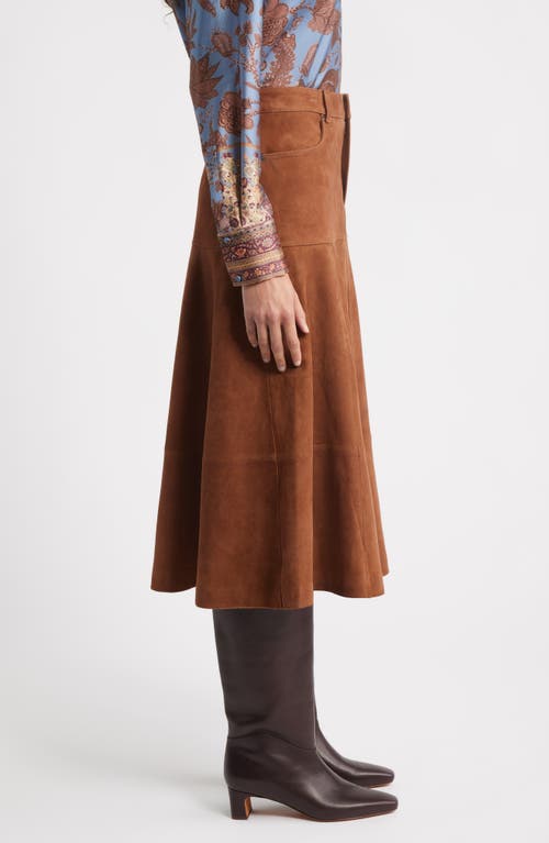 Kobi Halperin Matty Paneled Suede Midi Skirt In Brown