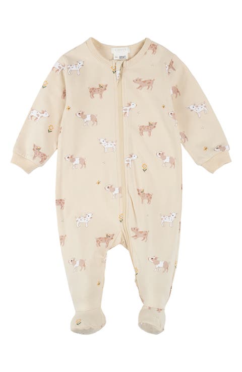 Piglet Print Cotton Footed One-Piece Pajamas (Baby)