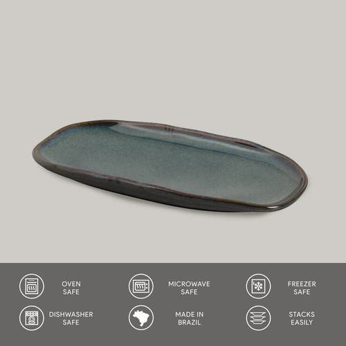Porto Brasil Shallow Organic Oval Platter Small Set Of 4 In Green