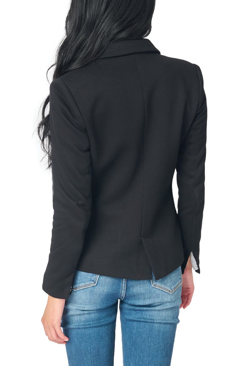 Double Breasted Cotton Blend Blazer, Alternate, color, BLACK
