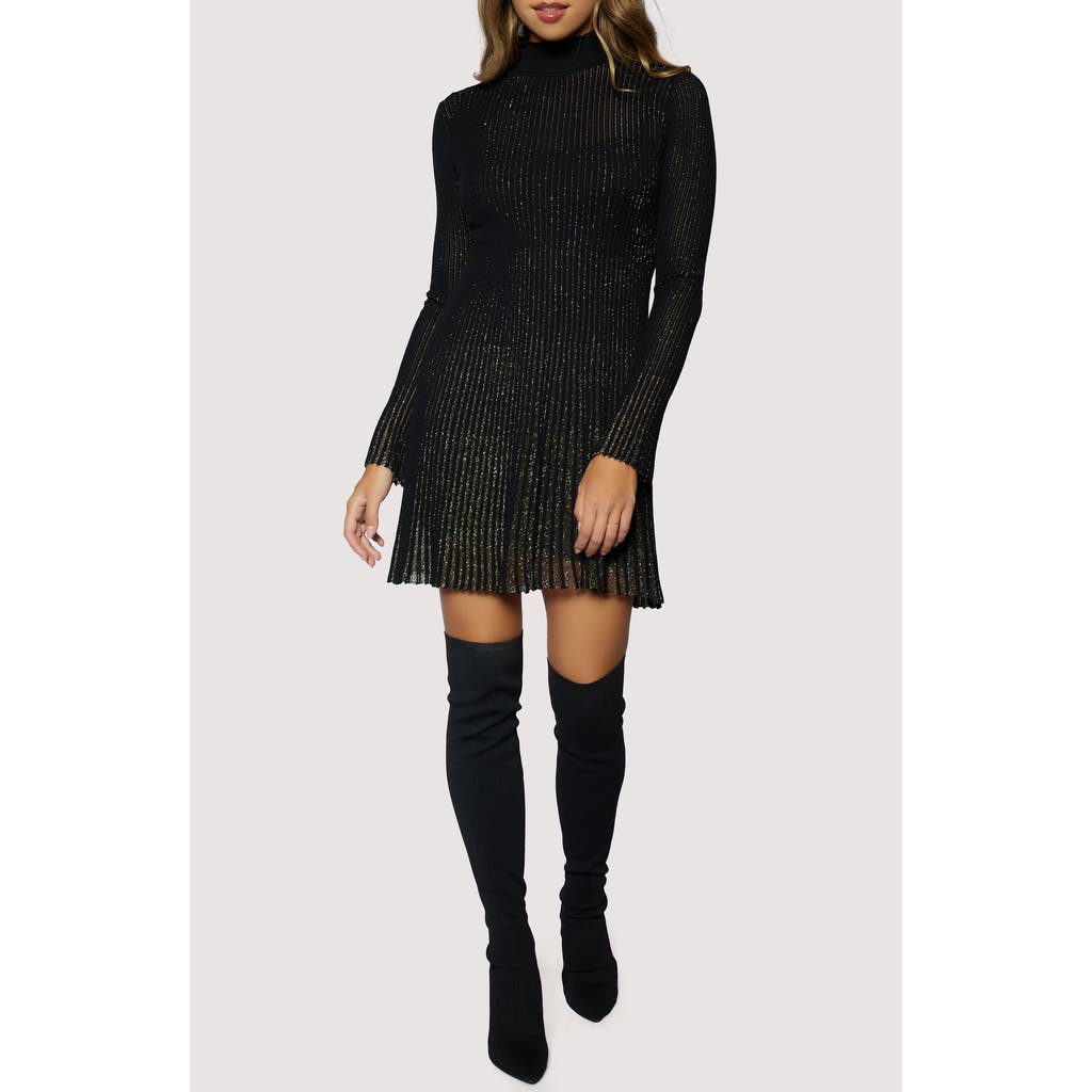 Lost + Wander Treasures Of Light Metallic Stripe Long Sleeve Minidress In Animal Print