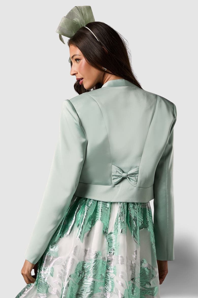 Crop Satin Jacket, Alternate, color, Sage