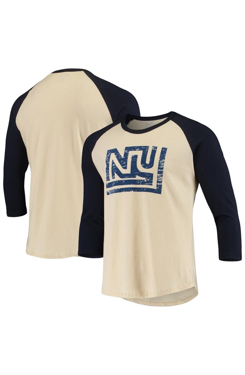 Majestic Threads Men's Majestic Threads Cream/Navy New York Giants Gridiron Classics Raglan 3/4-Sleeve T-Shirt, Main, color,
