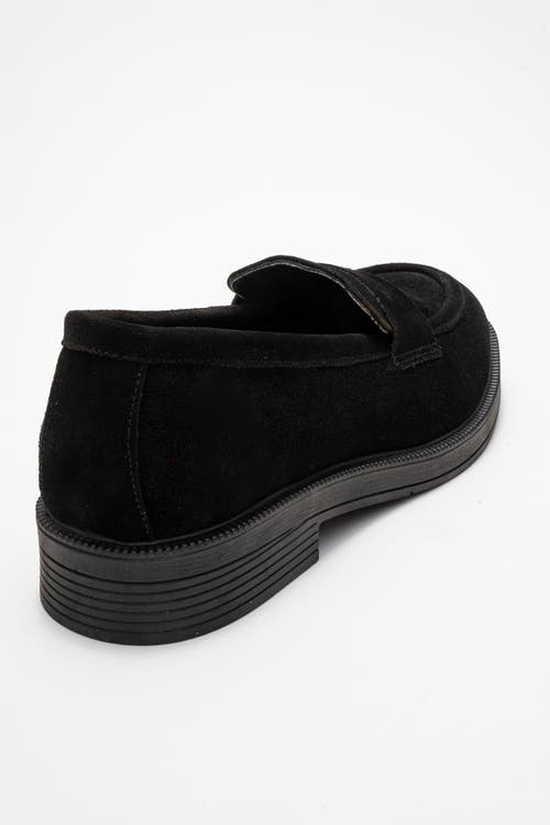 Forever & Always Shoes Bree Platform Penny Leather Loafer In Black