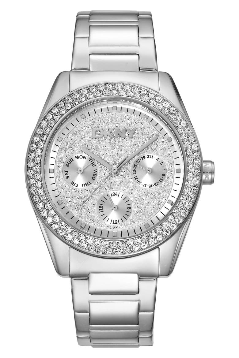 Evening Multifunction Bracelet Watch, 36mm, Main, color, SILVER