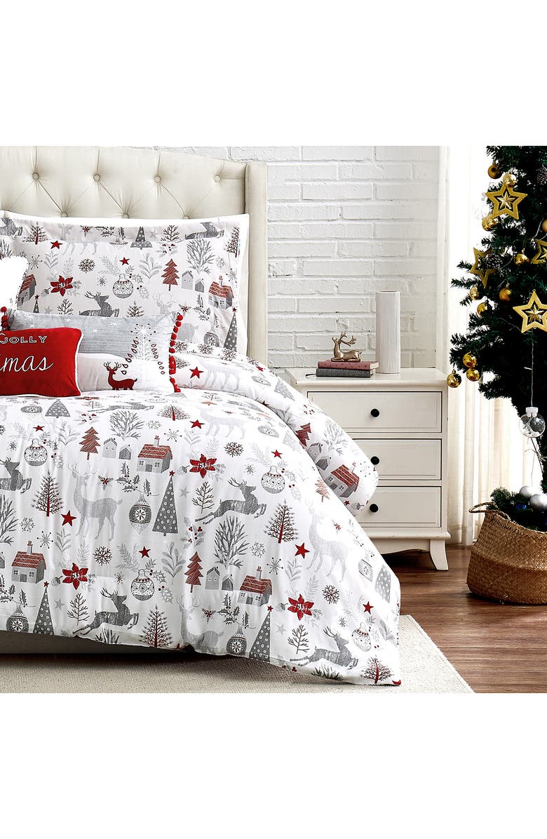 SOUTHSHORE FINE LINENS Holly Jolly Lane Microfiber Comforter & Accent Pillows Set, Alternate, color, Holly Jolly Lane