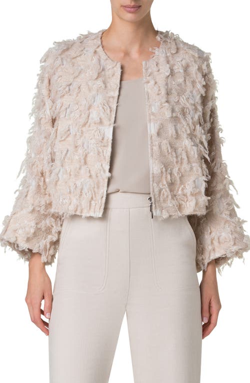 Shop Akris Alida 3d Jacquard Crop Jacket In Greige