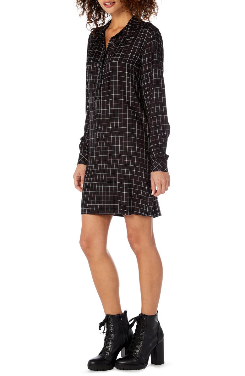 Michael Stars Plaid Henley Shirtdress, Alternate, color, 
