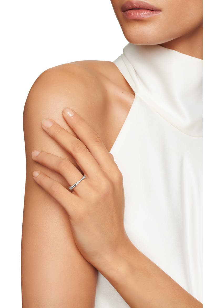 DY Crossover® Micro Pavé Band Ring in Platinum with Diamonds, Alternate, color, PLATINUM