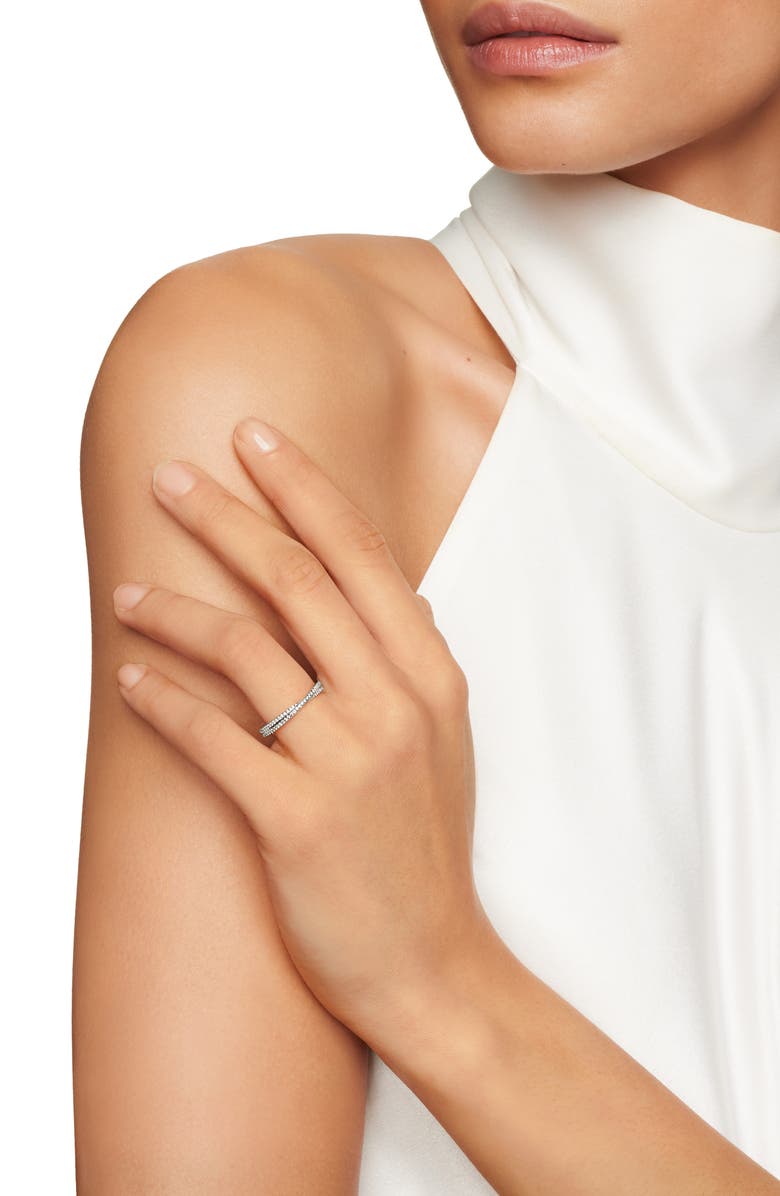 David Yurman DY Crossover<sup>®</sup> Micro Pavé Band Ring in Platinum with Diamonds, Alternate, color, Platinum