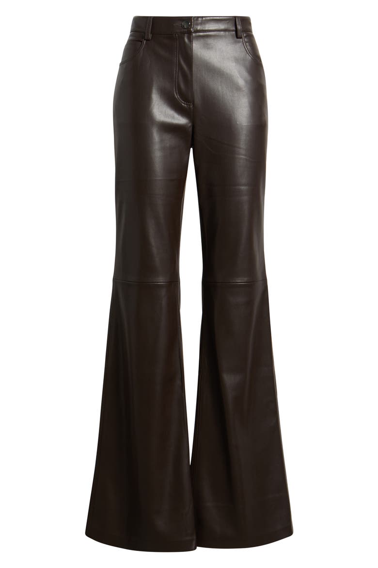 Connie Flared Faux Leather Pants, Alternate, color, CHOCOLATE