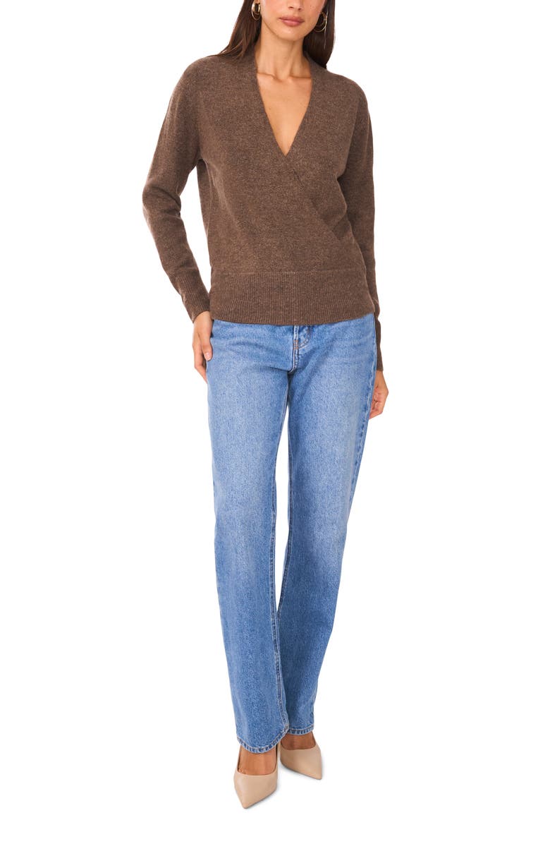 1.STATE Surplice V-Neck Sweater, Alternate, color, Medium Brown
