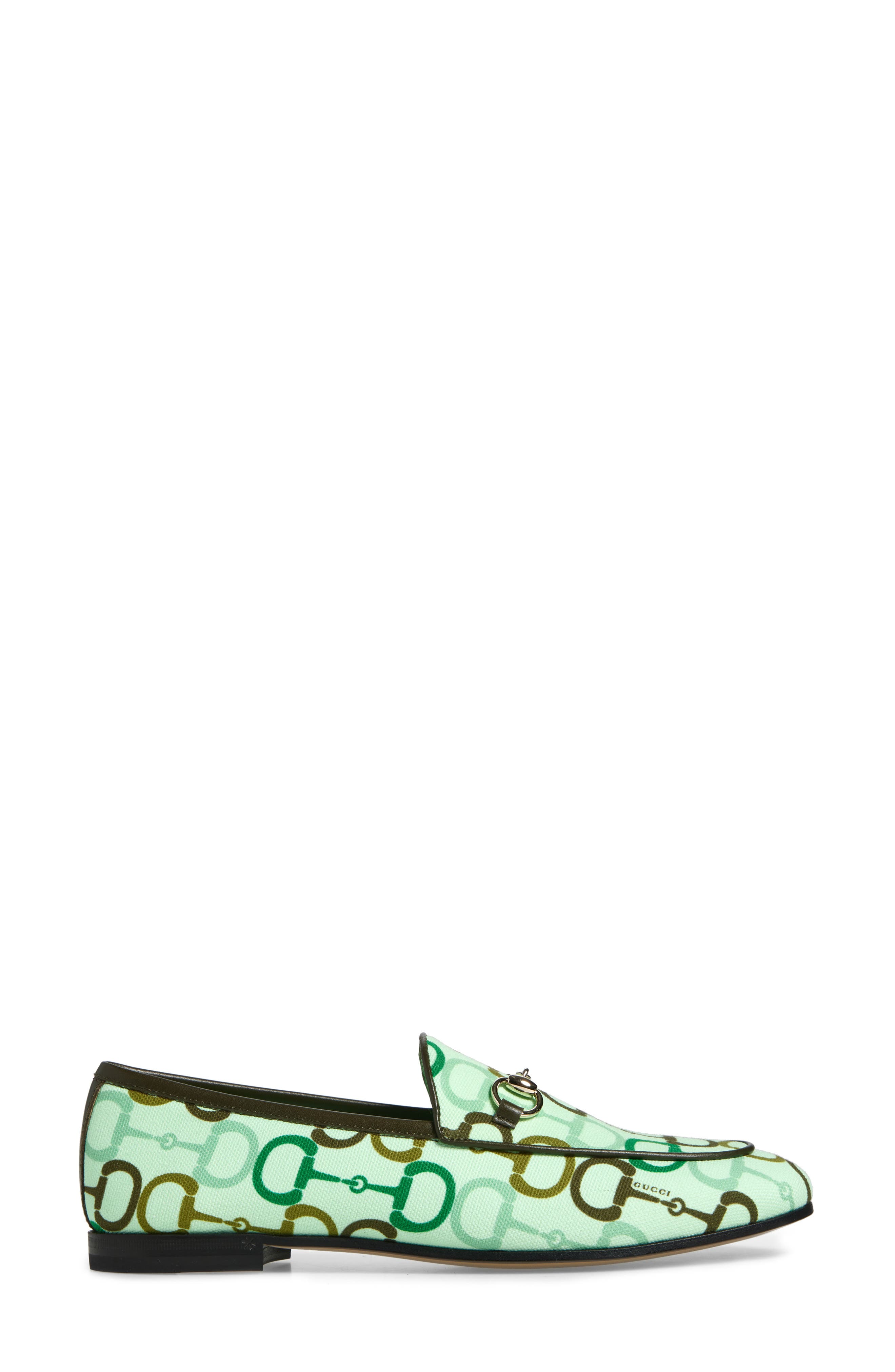 Gucci New Jordaan Bit Print Loafer, Alternate, color, Kelly Green